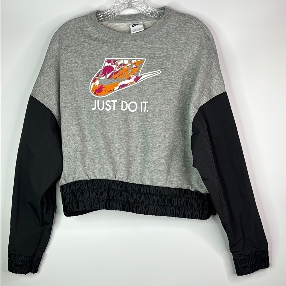 Nike Just Do It Gray Pullover Sweatshirt Size Small Oversized